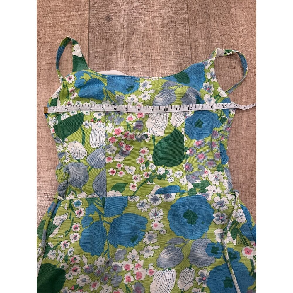 Vintage Cole of California Blue Floral Print Scoop Neck Sleeveless Swimsuit Sz 4 - Picture 4 of 9